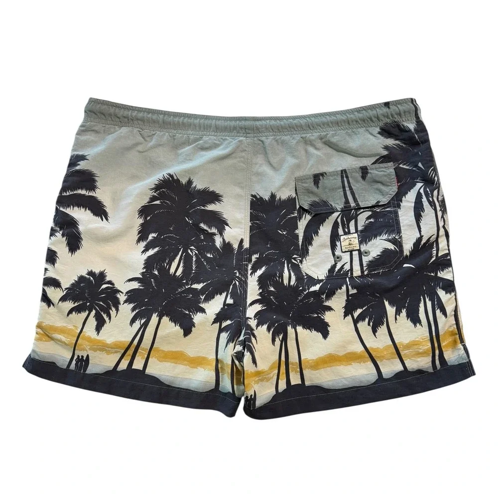 Tommy Bahama Mens LARGE‎ Palm Tree Print Swim Trunks Mesh Lined Pocket Shorts